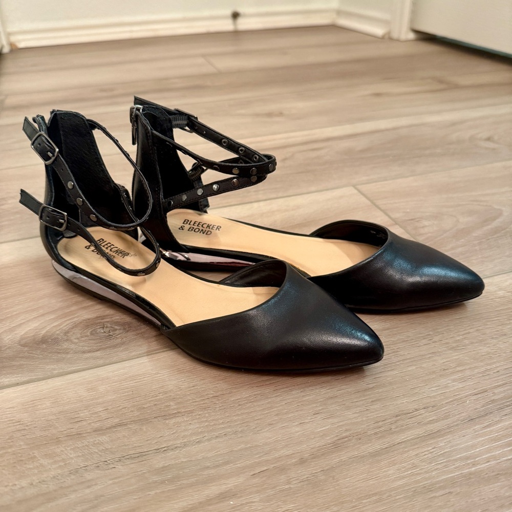 Bleecker & Bond| EUC Women’s Black Ankle Strap Ballet Flats in Size 7 - Picture 3 of 12